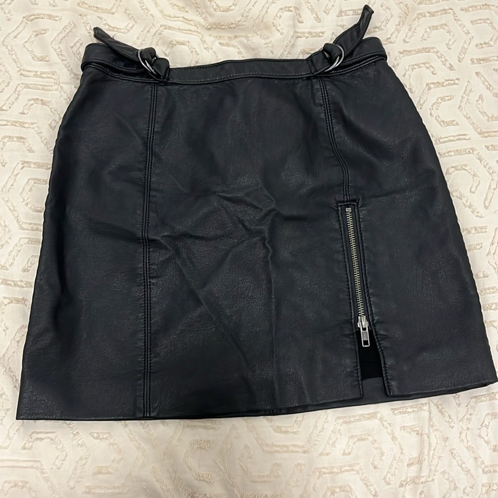 Free People Vegan Black Mini Skirt